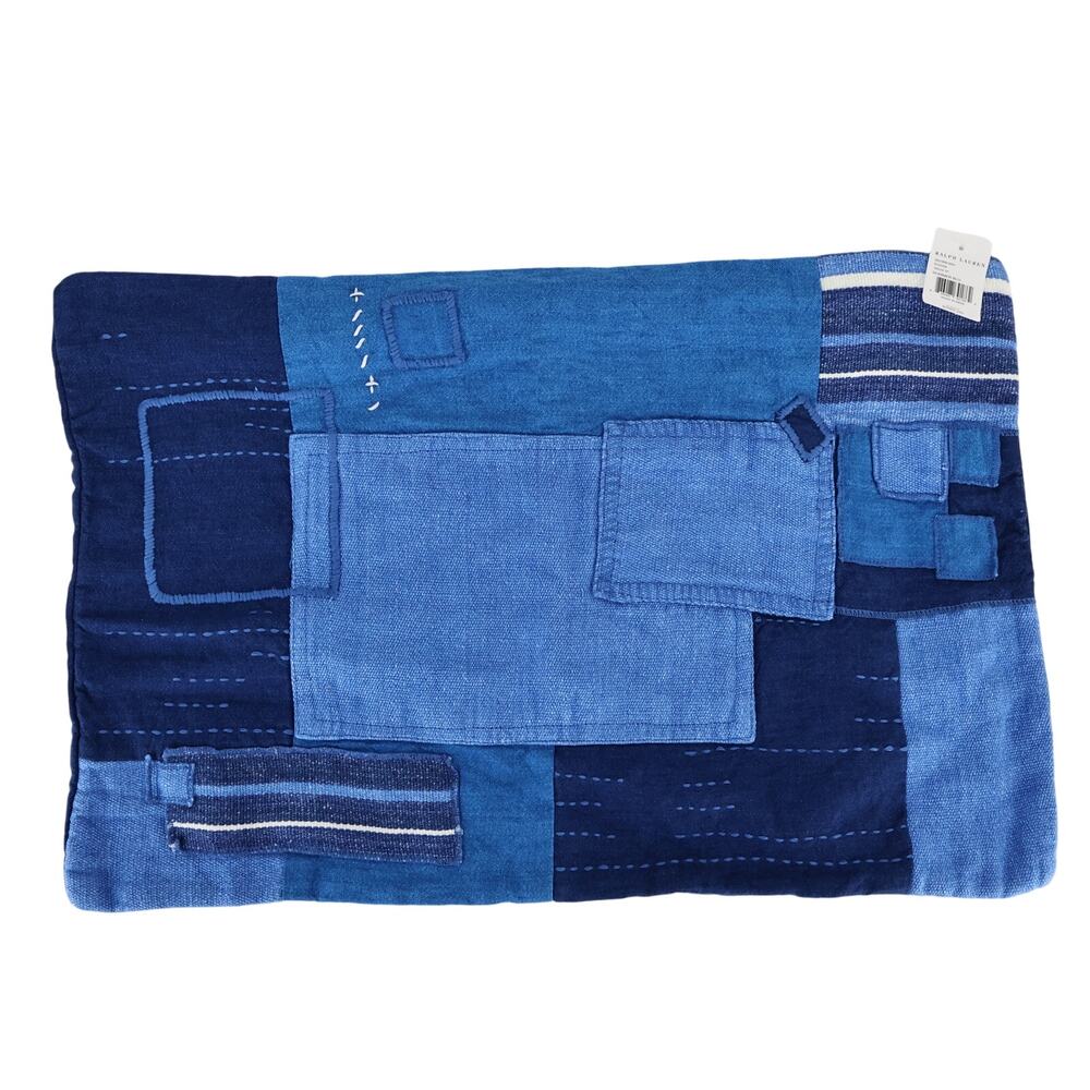 Ralph Lauren 100% Linen Stover Throw Pillow Cover Summer Blue 16x24 NWT